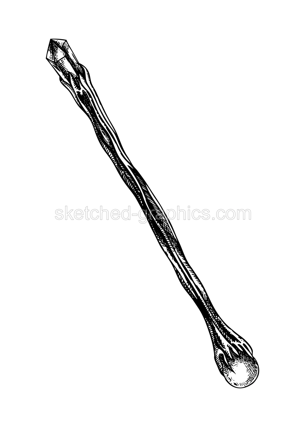 Magic wand sketch. Witchcraft vector illustration. Vintage Halloween design element. Hand-drawn alchemy, esoteric symbol. NOT AI generated Illustration